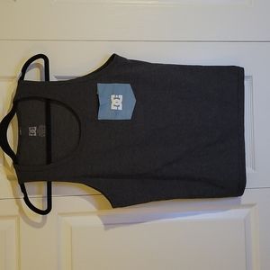 DC tank top grey with blue logo pocket size small